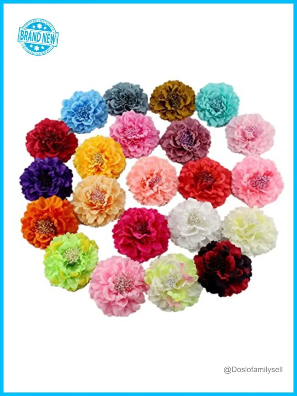 Handmade Fabric Peony Flower Hair Clip Brooch Dual Use Pin Backing